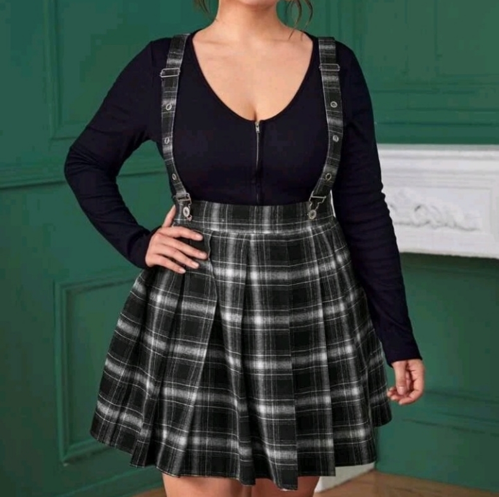 4x Plaid Tartan Suspender Skirt